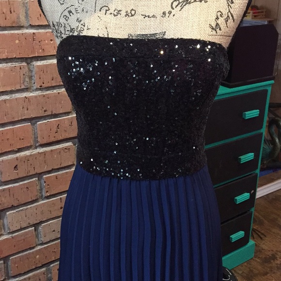 Strapless sequin pleated hi lo prom bridesmaid - Picture 7 of 7